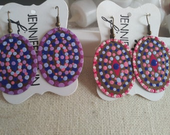 Hand painted Mandala earrings