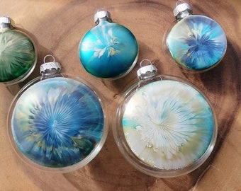 Large hand painted abstract orb glass ornaments