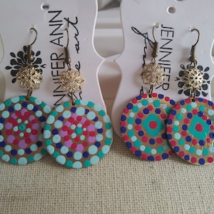 Hand painted Mandala earrings