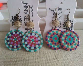 Hand painted Mandala earrings