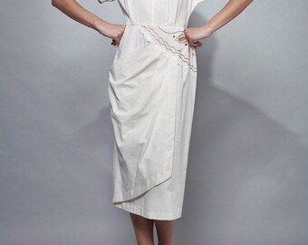 REBAJAS Impresionante vestido blanco Vintage Origami con espalda abierta