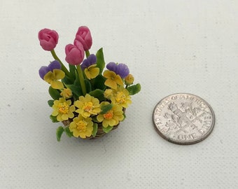 Pequeño macro miniatura floral 1/12 casa de muñecas diorama