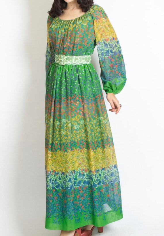 Vintage Miss Elliette Floral Ombre maxi dress