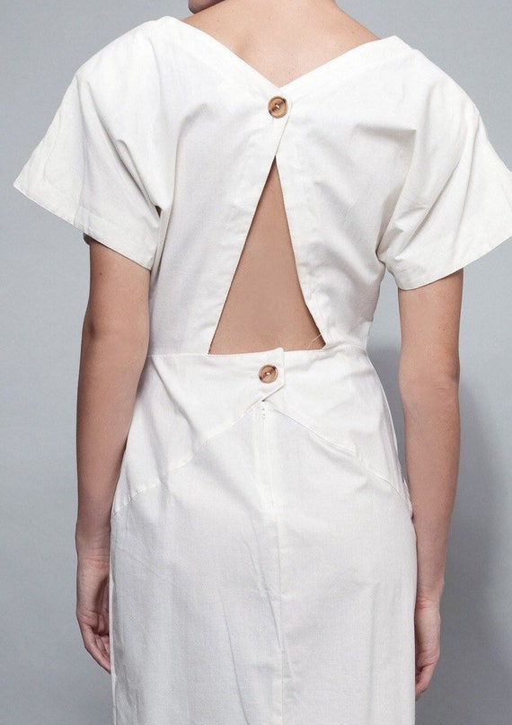 SALE Stunning Vintage Origami Open Back white dre… - image 4