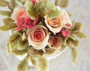 Pequeño macro miniatura floral 1/12 casa de muñecas diorama