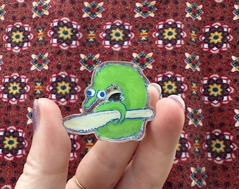 Knife Worm Acrylic Pin - B Grade