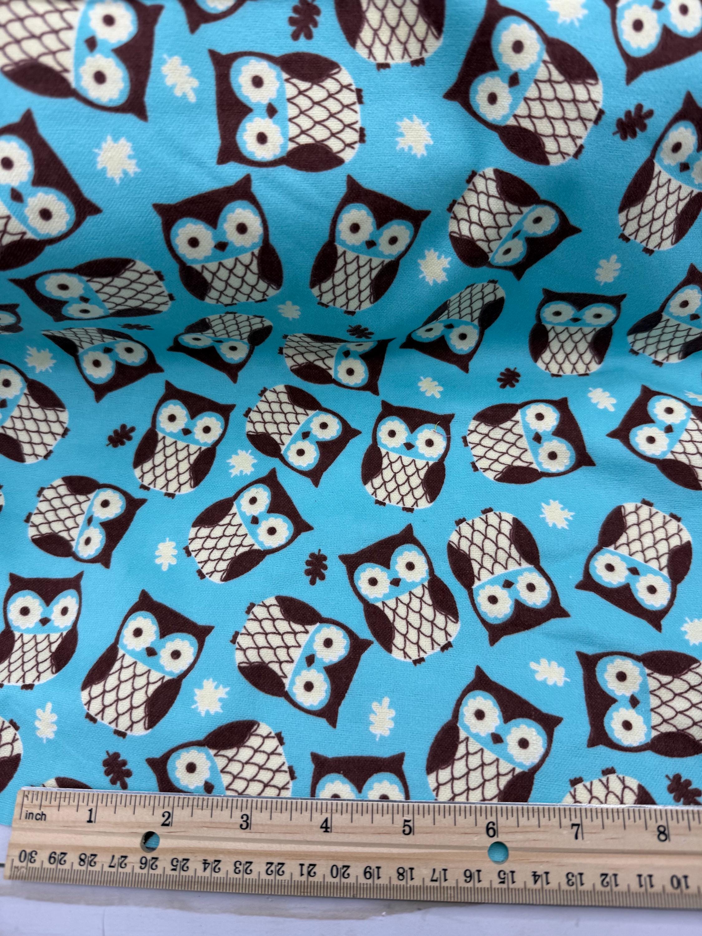 Teal Owl Flannel Fabric