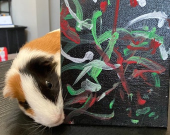 Christmas Painting by Guinea Pig: Red, Green, and Silver Art
