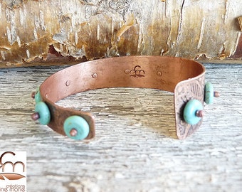 Copper and Magnesite,  bracelet cuff (part of a set) SETbr-1409-A