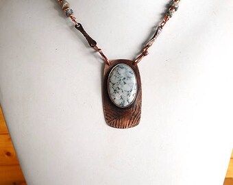 Unique Handmade Dendritic Opal on Copper Necklace   CO-1711-A