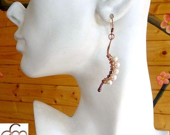 Gorgeous Freshwater pearls on Copper Earrings