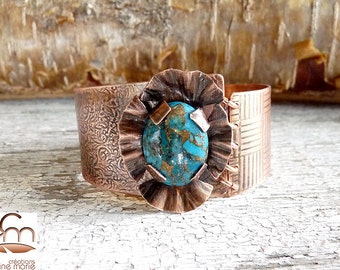 Copper and Mojave Turquoise bracelet / cuff  BR-1409-B