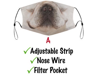 French Bulldog Face Mask With Filter Pocket And Nose Wire, Frenchie Washable & Reusable Face Cover For Adult Kids