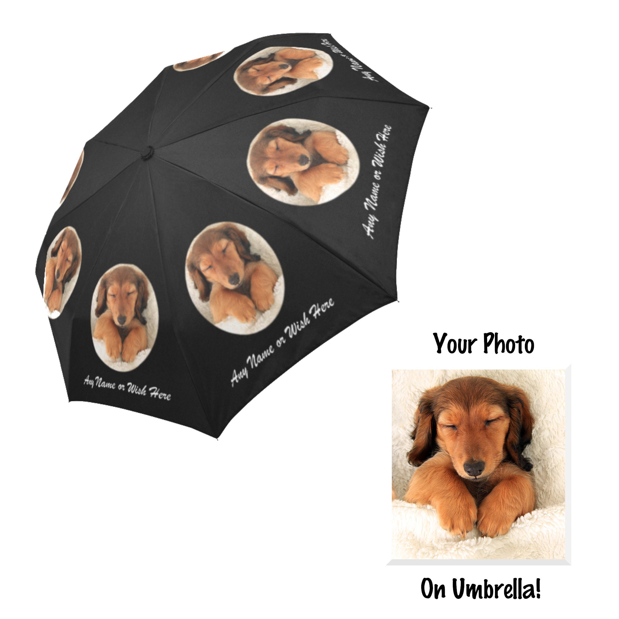 Parapluie Pinscher allemand Cadeaux pour chiens Stuff Loss Memorial Parapluie plié anti-UV Nom de chien personnalisé Parapluie imprimé personnalisé pour chien Accessoires Parapluies et accessoires de pluie 