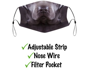 Weimaraner Face Mask With Filter Pocket And Nose Wire, Washable & Reusable Face Cover For Adult Kids