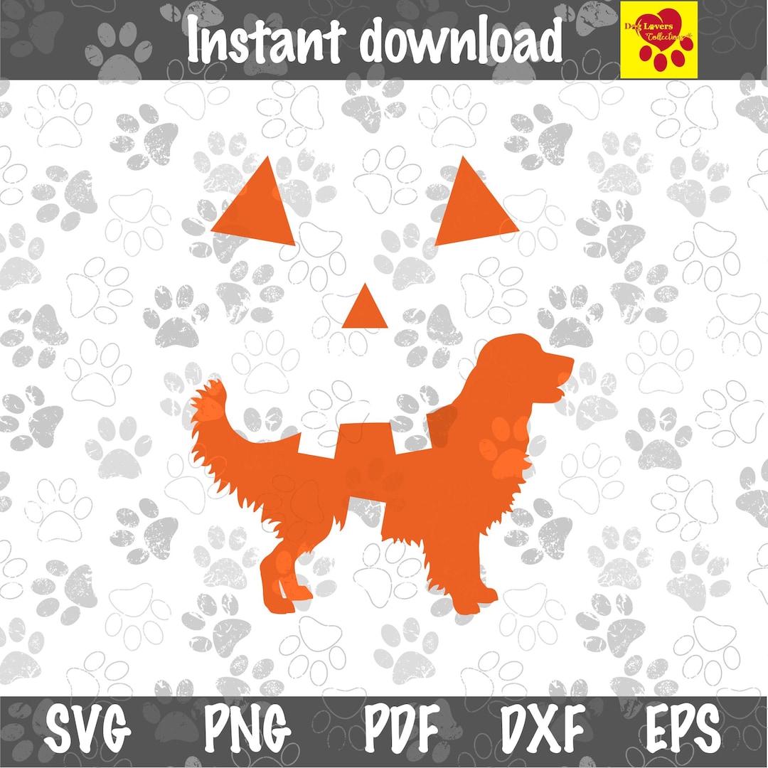 Golden Retriever Pumpkin Face SVG PNG: Halloween Dog (digital Download ...