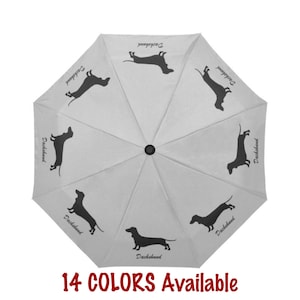 Personalized DACHSHUND Umbrella, Custom Wiener Dog Name Anti-UV Folded Umbrella, Weenie Puppy Lover Loss Gifts Stuff Memorial