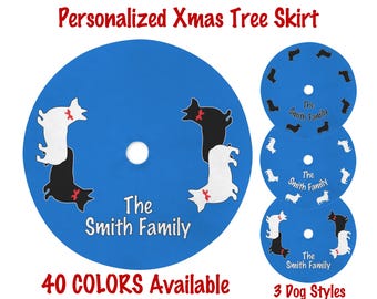 Personalized Corgi Tree Skirt, PWC Dog Christmas Decoration, Plain Background 40 Colors