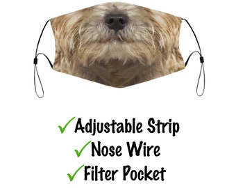 Norwich Terrier Face Mask With Filter Pocket And Nose Wire, Washable & Reusable Cloth Face Cover for Adult Kids