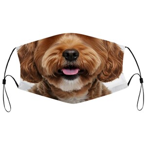 Cavapoo Dog Face Mask, Filter Pocket, Nose Wire, Washable Face Cover