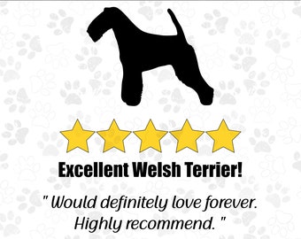 Welsh Terrier SVG, 5 Stars Highly Recommend svg, Welshie Dog Lover Sign svg png , Free Commercial Use