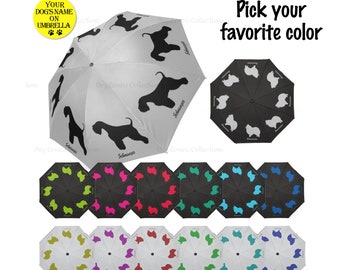 Personalized SCHNAUZER Umbrella, Custom Dog Name Anti-UV Folded Umbrella, Schnauzer Dog Puppy Lover Gifts Stuff Loss Memorial