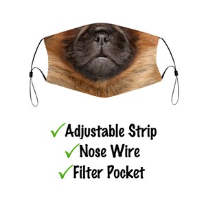 Petit Brabancon Gesichtsmaske mit Filtertasche und Nasendraht, waschbare und wiederverwendbare Gesichtsbedeckung für Erwachsene