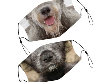 Irish Wolfhound Face Mask With Filter Pocket And Nose Wire, Washable & Reusable Face Cover For Adult Kids