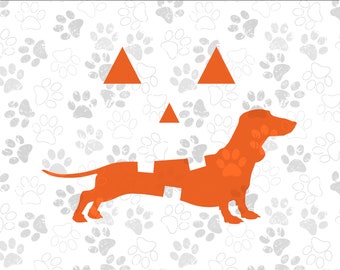 Dachshund Halloween SVG,  Dog Pumpkin Face svg, Halloween Smiling Carved Pumpkin, Digital Download SVG & PNG