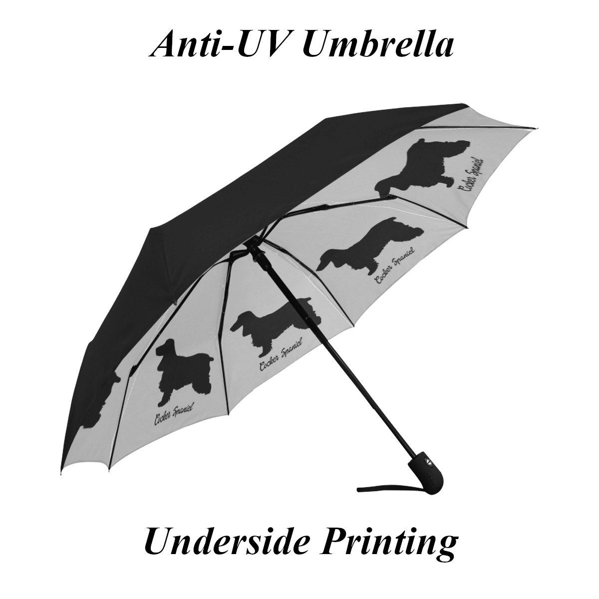 Cocker Spaniel Umbrella - Black on White Cocker Spaniel Umbrella - Black on White