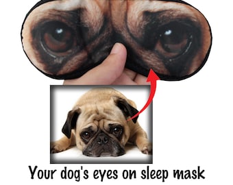 Masque de sommeil photo personnalisé, masque pour les yeux personnalisé avec chien, chat, membres de la famille et yeux d'amis, masque pour les yeux drôle pour hommes femmes enfants