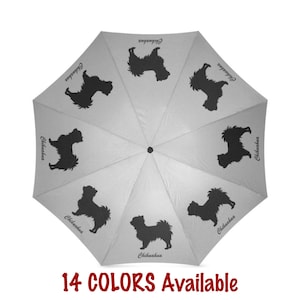 Personalized Chihuahua Umbrella, Custom Dog Name Anti-UV Folded Umbrella, Long-coat Chiwawa Dog Puppy Lover Gifts Stuff Memorial