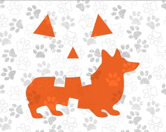 Corgi Halloween SVG,  Dog Pumpkin Face svg, Halloween Smiling Carved Pumpkin, Digital Download SVG PNG
