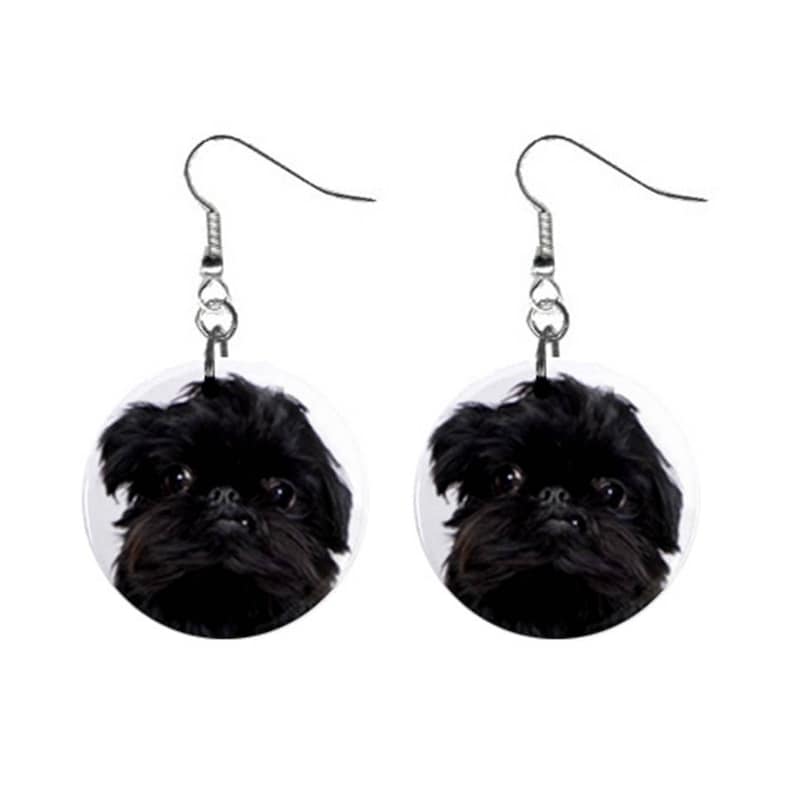BELGIAN GRIFFON EARRINGS Custom Brussels Griffon Face Photo Picture Dangle Button Earrings for Girls Women Dog Lover Gifts Stuff Memorial