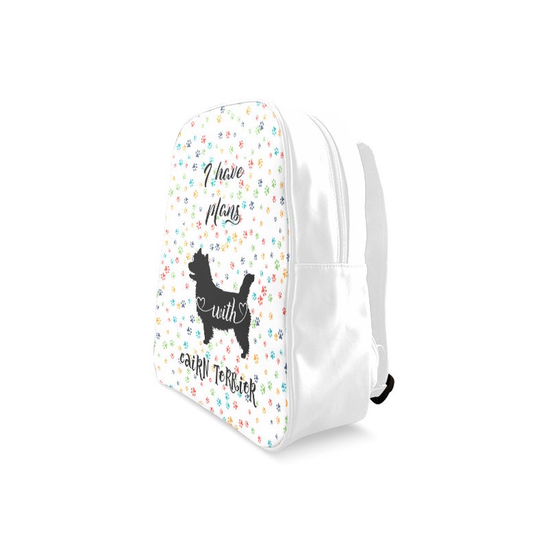 Cairn Terrier Backpack Custom Dog Name Faux PU Leather School bag for Dog Puppy Lover Gifts Stuff