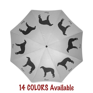 Personalized BORZOI Umbrella, Custom Dog Name Anti-UV Folded Umbrella, Russian Wolfhound Dog Puppy Lover Gifts Stuff Loss Memorial