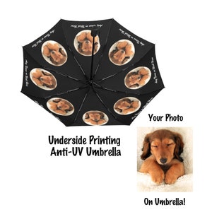 Personalized Custom Dog Photo Umbrella, Underside Printing Anti-UV Folded Umbrella With Picture, Dog Puppy Photo Gift For Dog Mom Dad