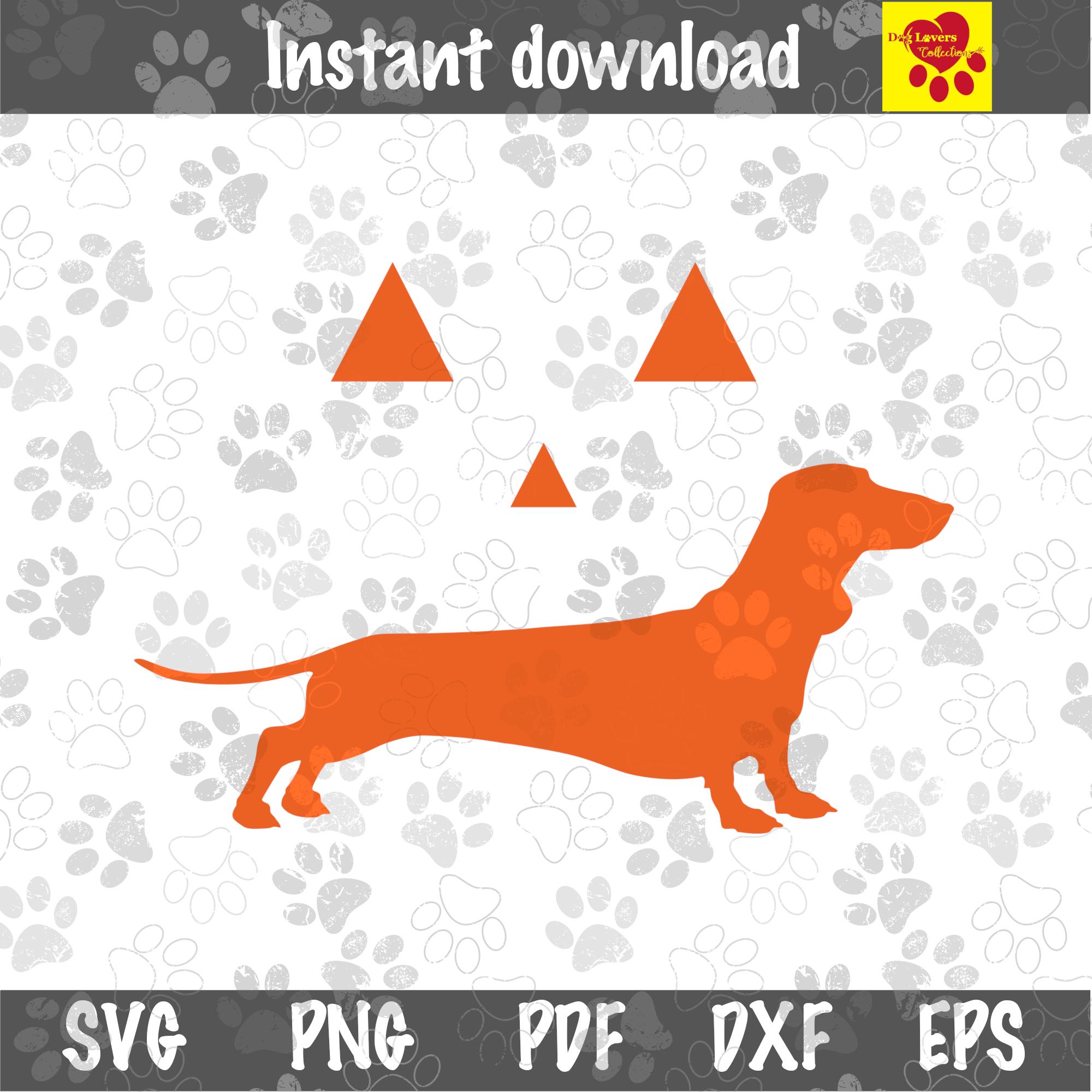 Dachshund Halloween Pumpkin Face SVG: Weenie Dog (Digital Download)