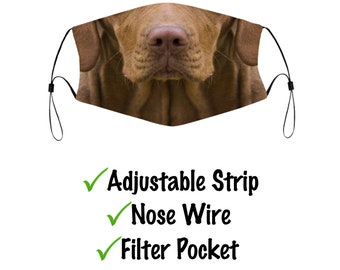 Vizsla Face Mask With Filter Pocket And Nose Wire, Washable & Reusable Face Cover For Adult Kids