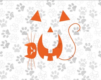 Cat Pumpkin Face SVG, Halloween Carved Pumpkin (Digital Download)