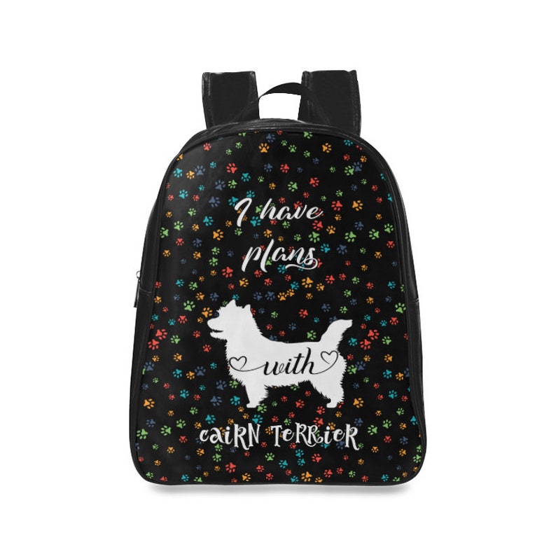 Cairn Terrier Backpack Custom Dog Name Faux PU Leather School bag for Dog Puppy Lover Gifts Stuff