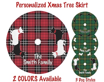 Personalized Corgi Plaid Tree Skirt, PWC Dog Christmas Decoration