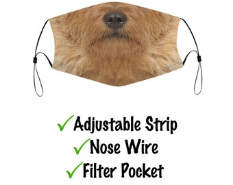 Australian Terrier Face Mask With Filter Pocket And Nose Wire, Washable & Reusable Face Cover For Adult Kids