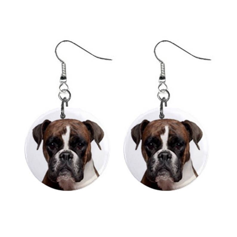 Custom Dog Face Photo Picture Dangle Button Earrings for Girls Women Boxer Dog Lover Gifts Stuff Memorial BOXER Dog EARRINGS