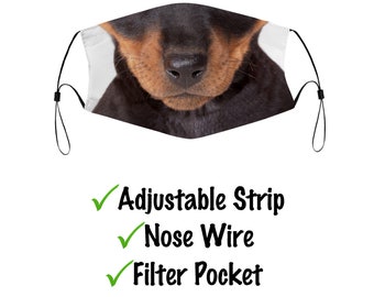 Miniature Pinscher Face Mask With Filter Pocket And Nose Wire, Washable & Reusable Face Cover For Adult Kids