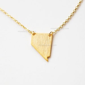 Nevada State Ketting, NV staat ketting, Nevada staat bar ketting, afstudeercadeau, Nevada afstuderen, sierlijke gouden bar ketting