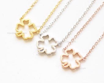 Four Leaf Clover cut out Necklace - Sweet and Simple Shamrock for Good Luck, wedding gifts, bridesmaid gifts, gift ideas, necklace for women