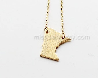 Minnesota State Necklace, MN state necklace, Minnesota state bar necklace, graduation gift, Minnesota graduation, dainty bar