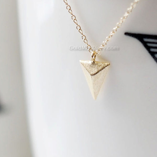 Gold pyramid necklace, tiny TRIANGLE Necklace,  PYRAMID necklace, wedding, bridesmaid, birth days gifts, gift ideas