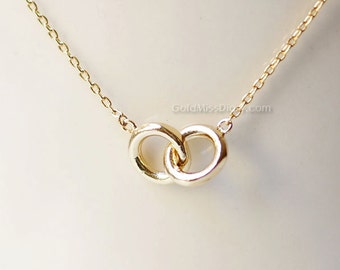 Tiny Gold Eternity necklace, infinity necklace, circle necklace, love knot necklace/ dainty, simple, birthday, wedding, bridesmaid jewelry